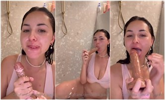 Anna Paul Sucking Huge Dildo Shower Video