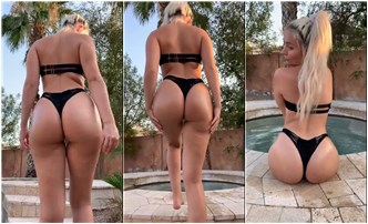 Jenna Twitch Black Bikini Thong Ass Rub